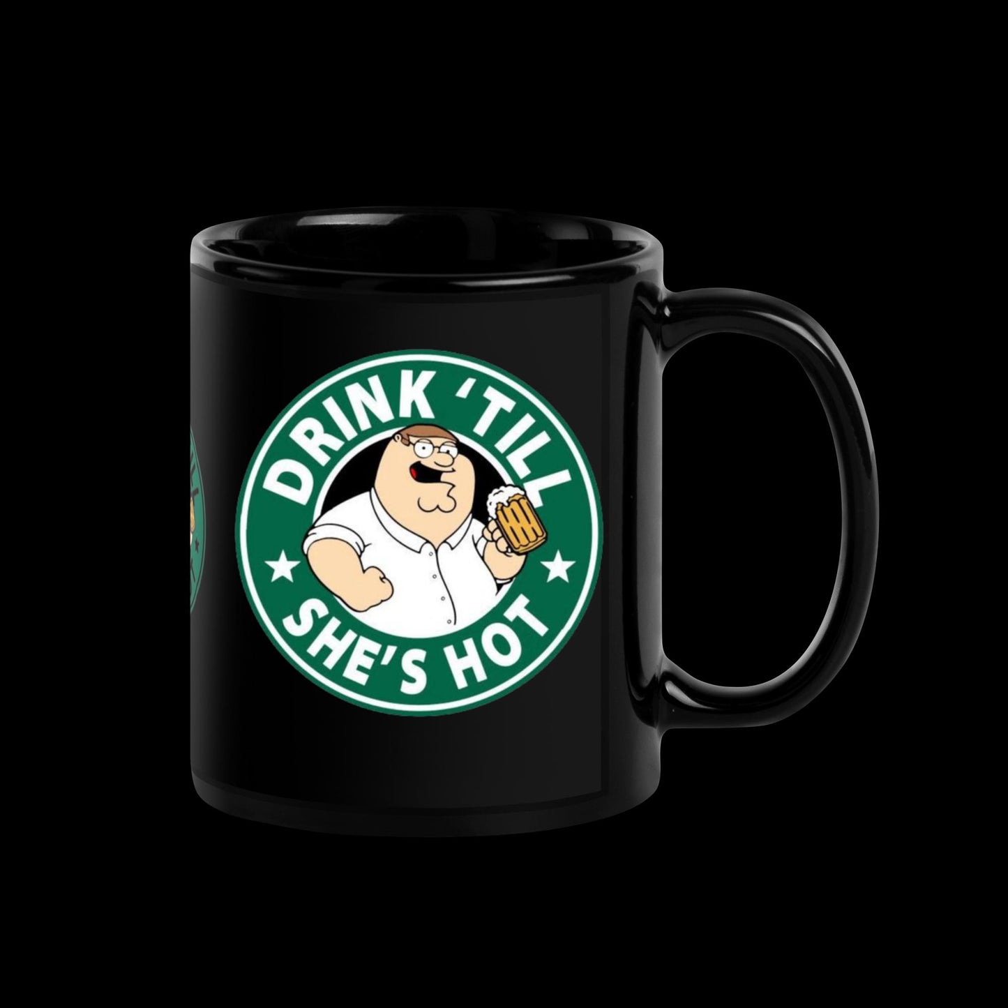 "Drink Till She's Hot" Black Glossy Mug